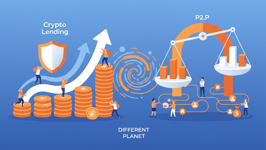 Crypto lending vs P2P lending comparison chart showing custody risk and yield sources